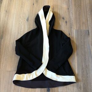 Neon Buddha Elegant Black and Cream Hooded Swing Jacket